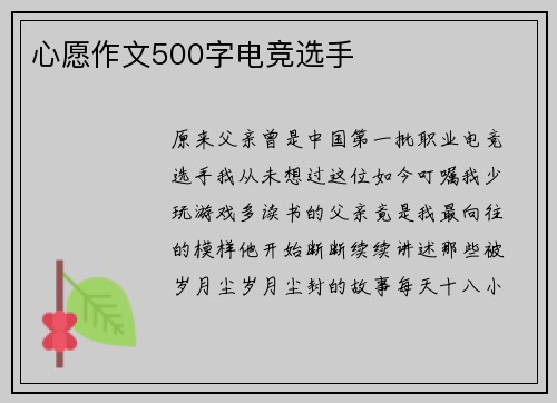 心愿作文500字电竞选手